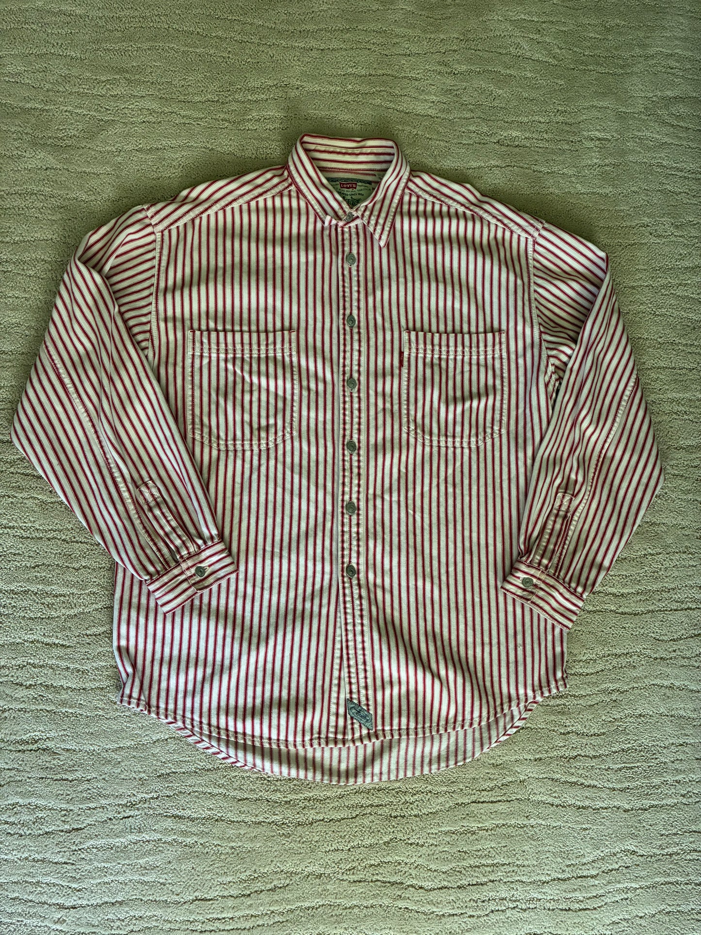 Vintage Levi's Red Pin Stripe Cotton Button Up