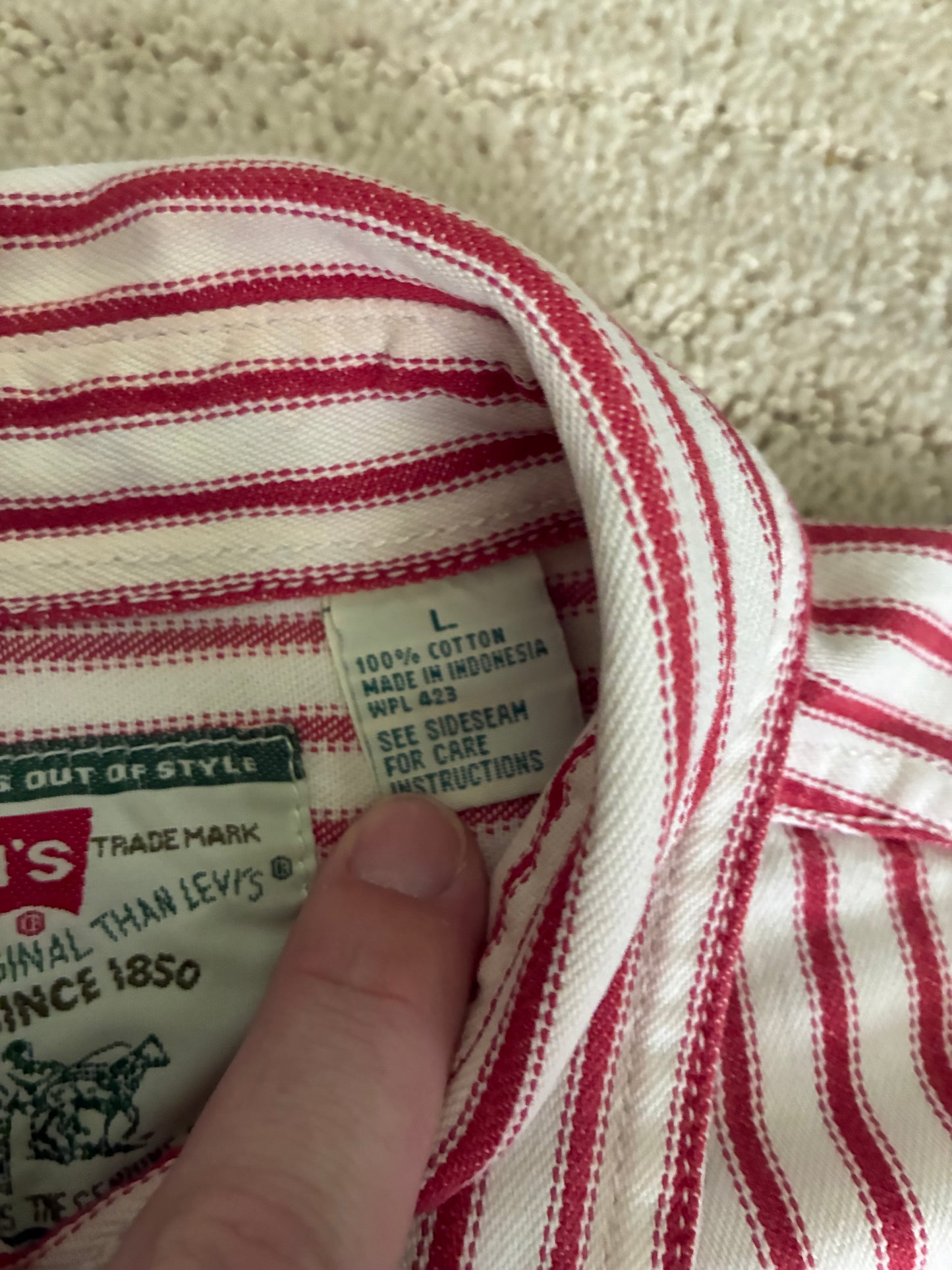 Vintage Levi's Red Pin Stripe Cotton Button Up