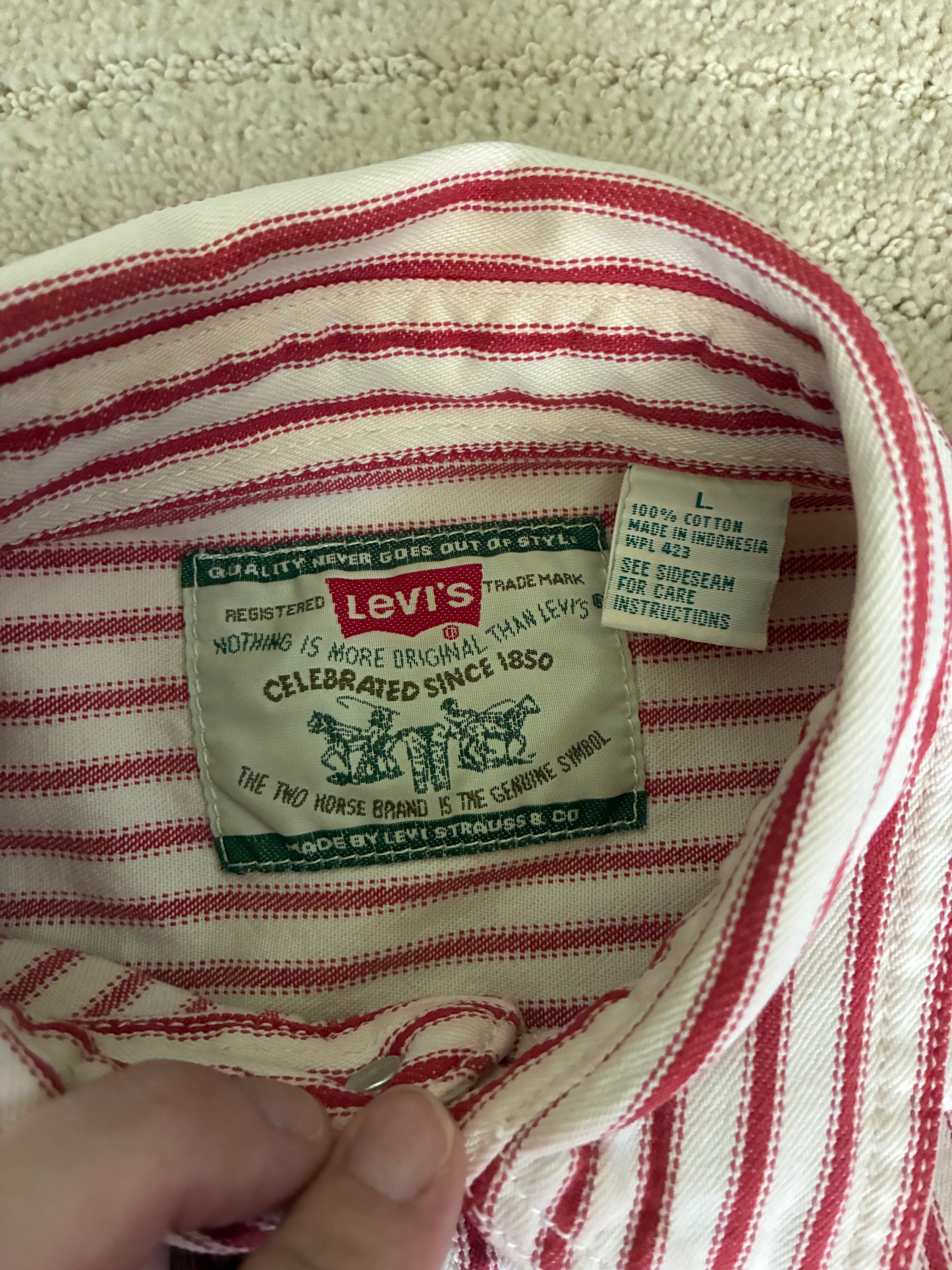Vintage Levi's Red Pin Stripe Cotton Button Up