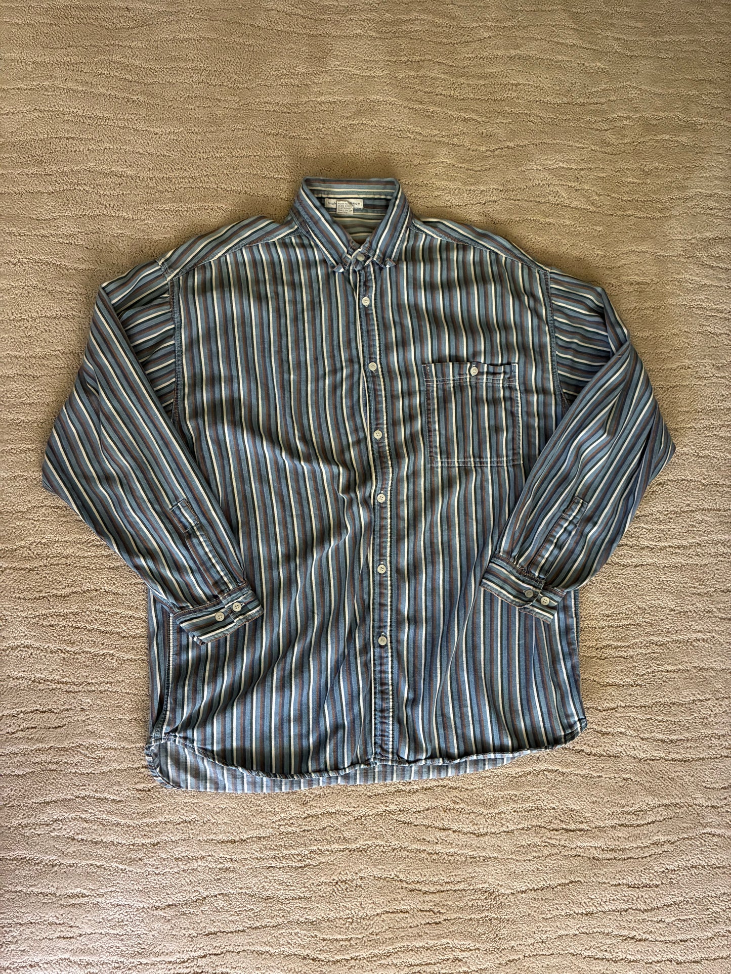 Vintage High Advantage 100% Cotton Pin Stripe Button Up