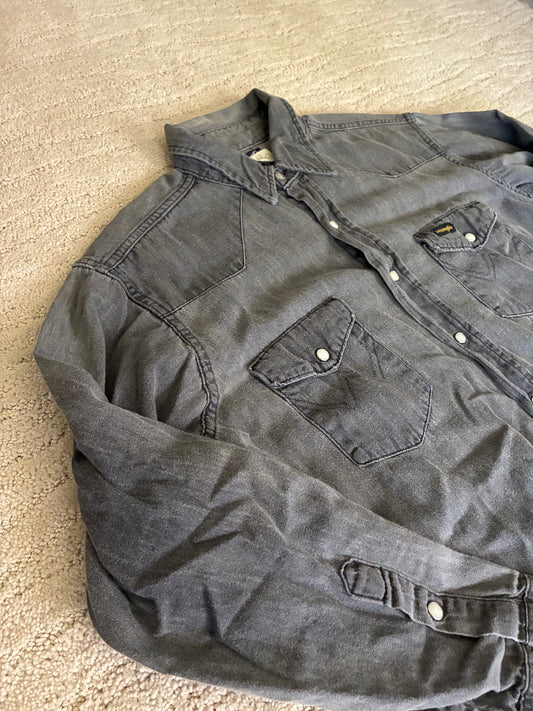 Vintage Wrangler Grey Denim 100% Cotton Pearl Snap