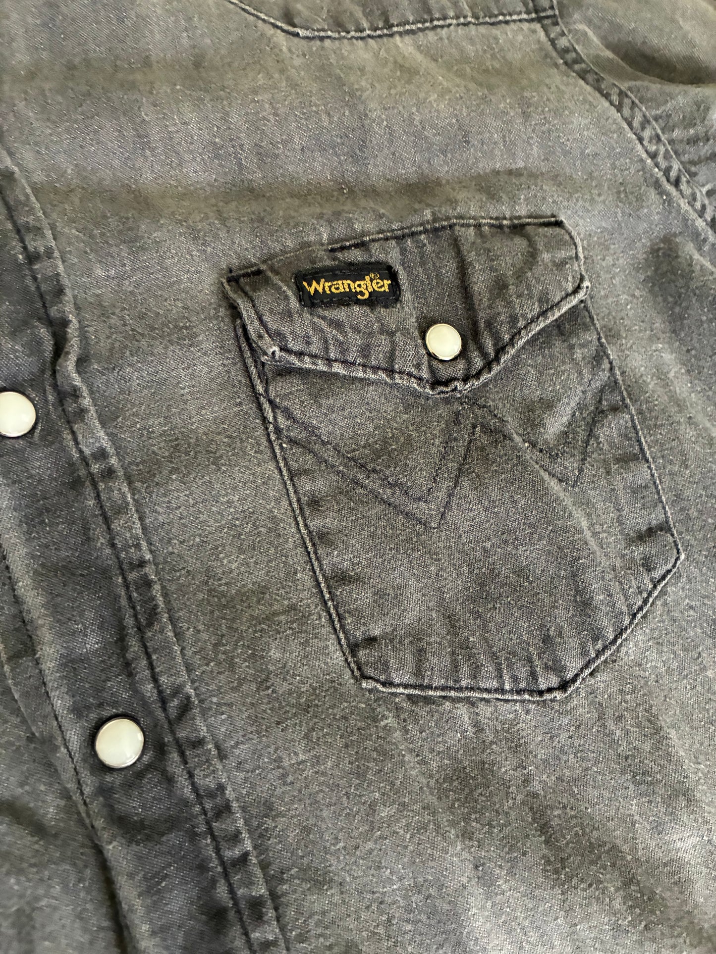 Vintage Wrangler Grey Denim 100% Cotton Pearl Snap