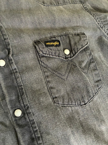 Vintage Wrangler Grey Denim 100% Cotton Pearl Snap