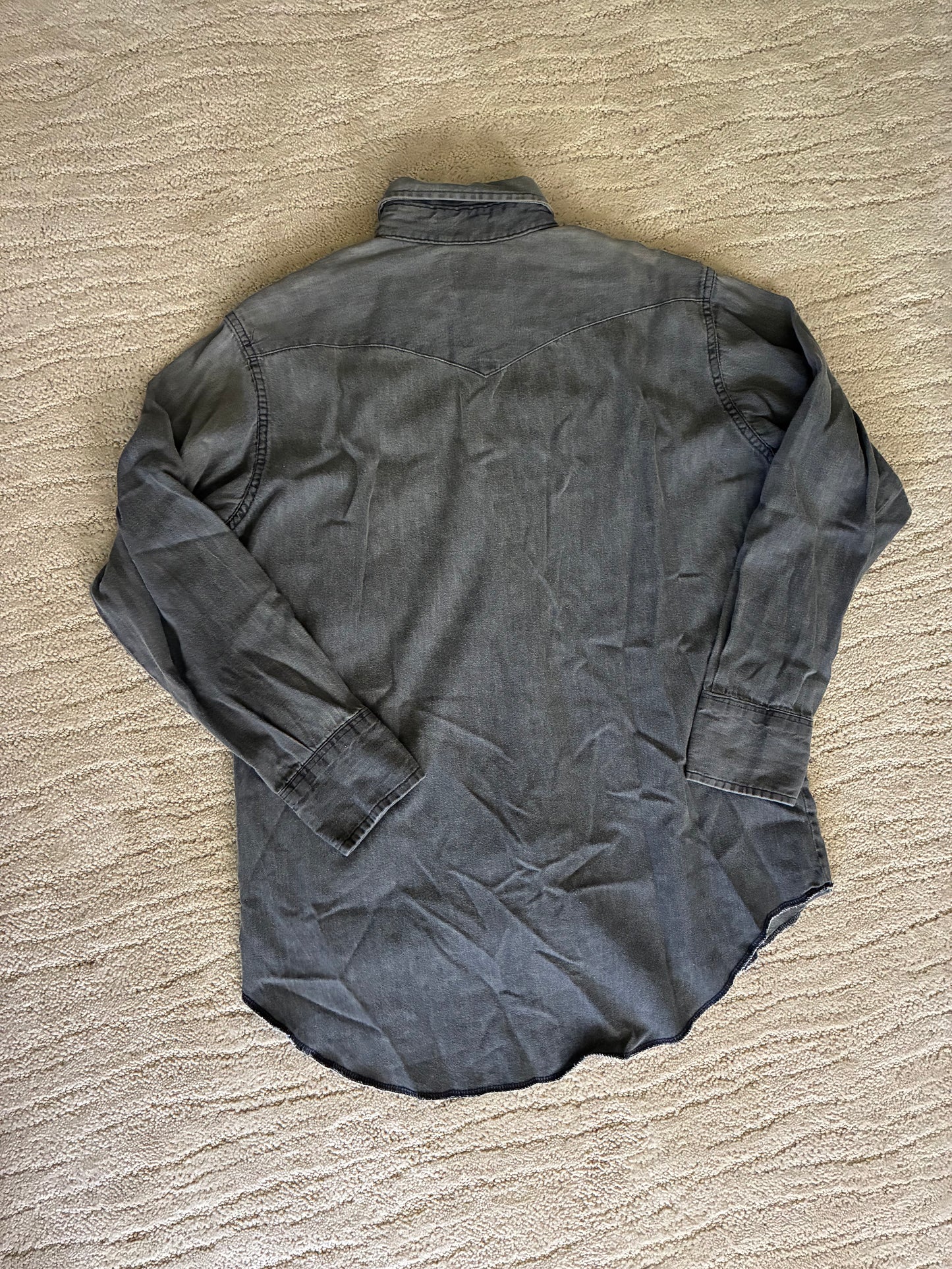 Vintage Wrangler Grey Denim 100% Cotton Pearl Snap
