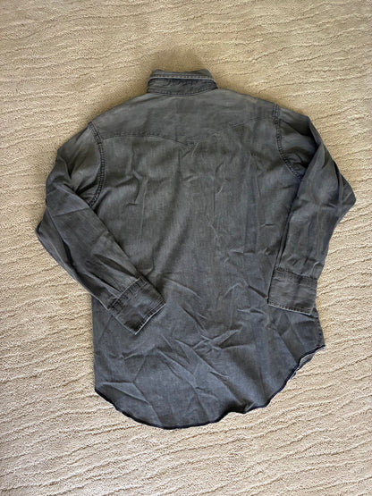 Vintage Wrangler Grey Denim 100% Cotton Pearl Snap