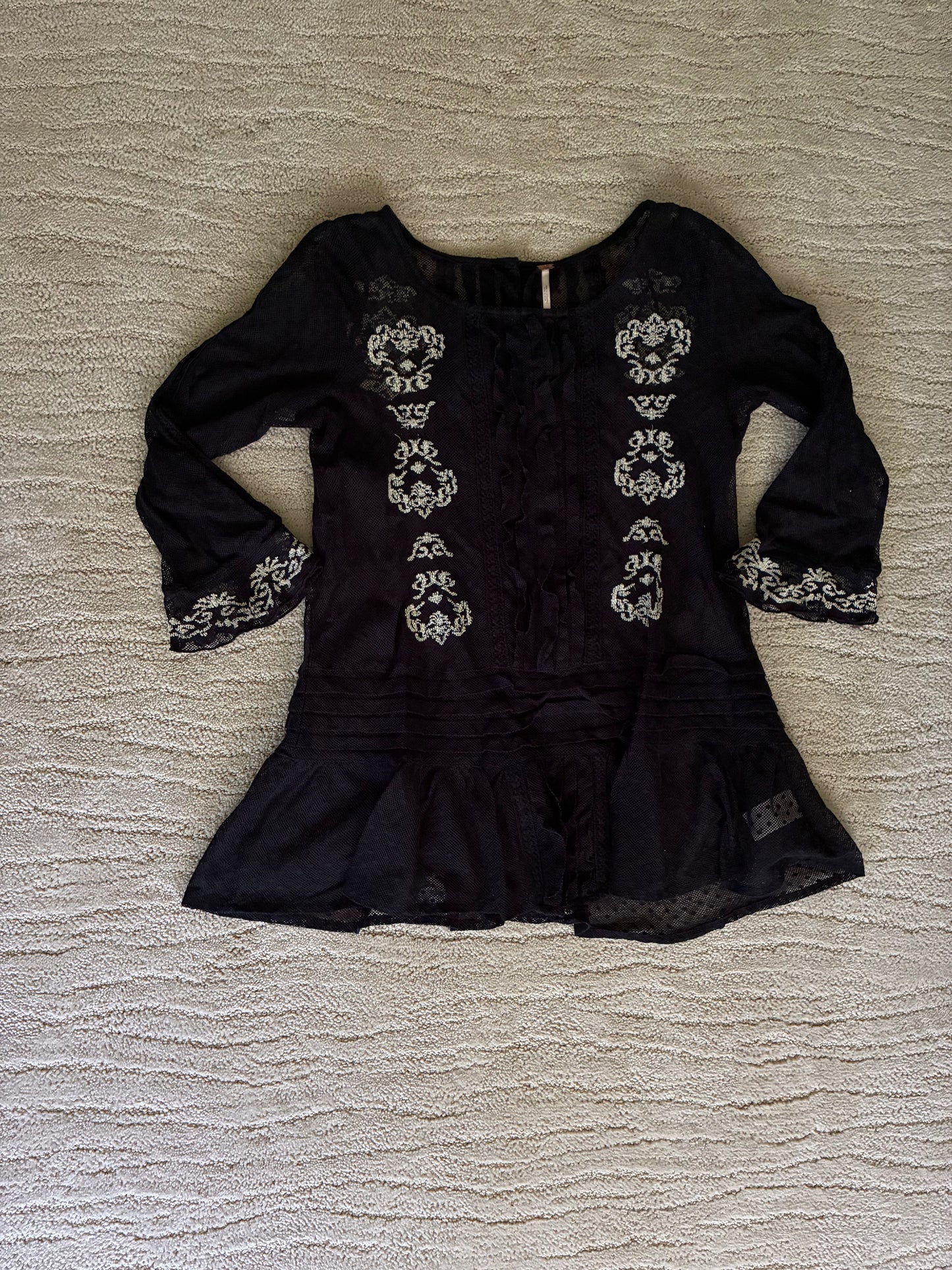 Free People Embroidered Lace Sheer Tunic Top