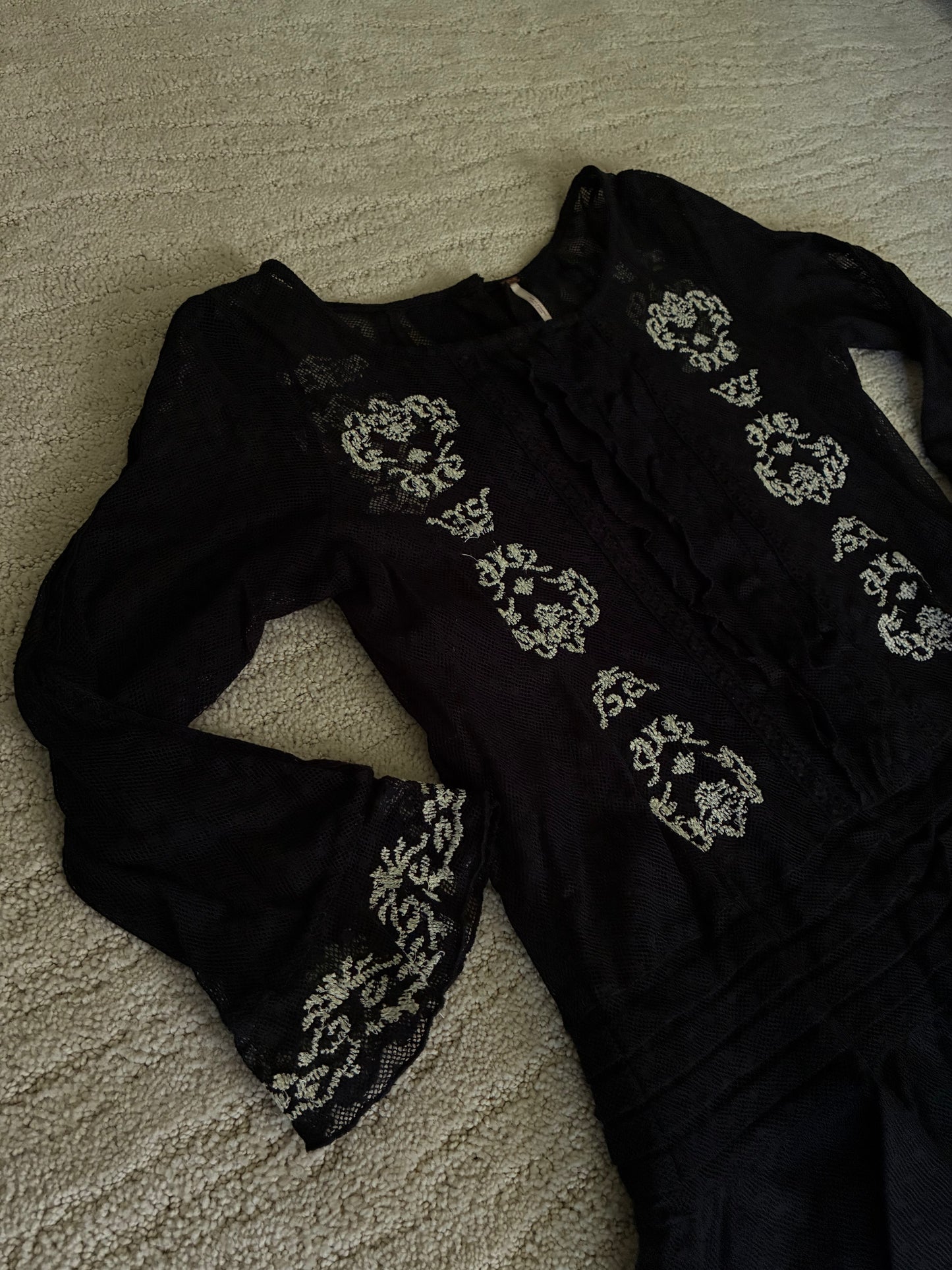 Free People Embroidered Lace Sheer Tunic Top
