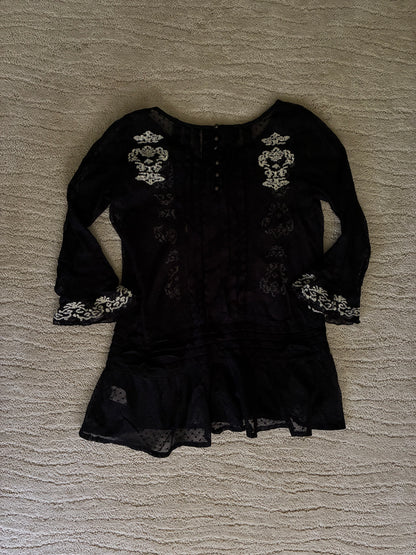 Free People Embroidered Lace Sheer Tunic Top